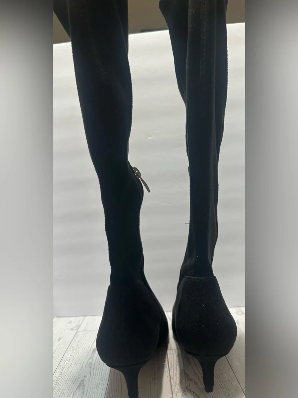 NWT - Nordstrom Rack Classic Black Faux-Suede Knee High Boots w/ Side Zip, Sz 6